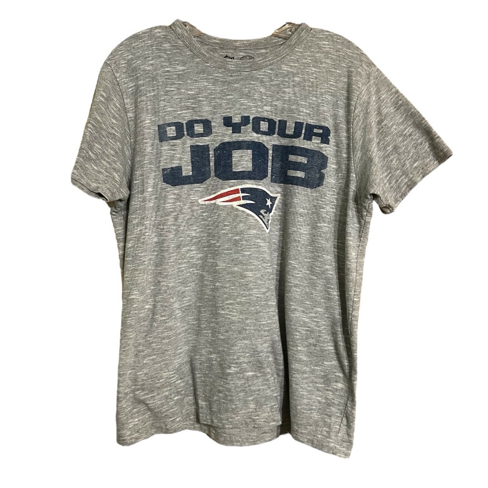 NFL 47 New England Patriots Get To Work Gray Blue T Shirt Men's Sz S GUC